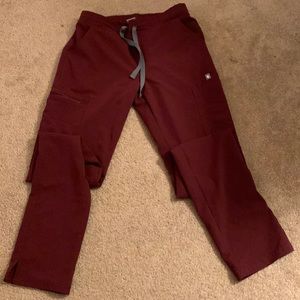 XS tall yolo skinny scrubs figs burgundy